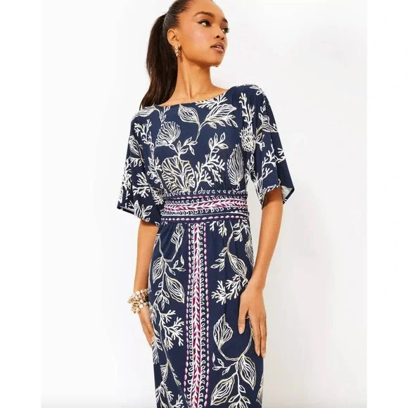 mauve off the shoulder maxi dress Baltic Born Womens Carina Off Shoulder Maxi Dress | Black + Mauve Floral